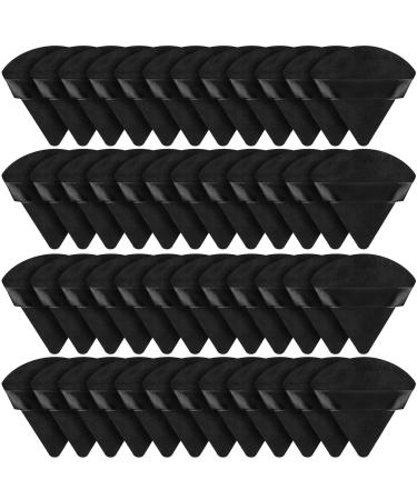 Suclain 48 Pcs Velour Triangle Powder Puff Soft Velour Makeup Puff Velour Puffs Face Powder Makeup Triangle Sponges Wet and Dry Cosmetic Foundation Loose Mineral Powder Body Makeup Tool (Black)