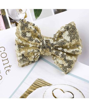 Unicra Large Gold Sequin Hair Bow Clip Barrette for Toddler & Young Girls - Buy Online on GoSupps.com