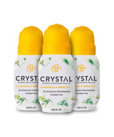 Crystal Body Deodorant Natural Deodorant Roll On Chamomile & Green Tea 2.25 fl oz (66 ml)