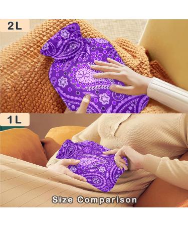 Buy Naanle Hot Water Bottle - 1L Transparent Purple Paisley Flowers for Pain Relief & Warm Therapy | Ideal for Back Hands & Feet - Buy Online on GoSupps.com