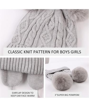 XIAOHAWANG Warm Kids Beanie | Winter Knitted Baby Hat for Boys Girls | Infant Toddler Toque with Pompom | Gray - Buy Online on GoSupps.com