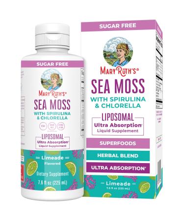 MaryRuth Organics Sea Moss with Spirulina and Chlorella Liposomal | Chlorophyll | Dandelion Root | Superfood | Ultra Absorption | Vegan | Non-GMO | Gluten Free | 7.6 fl oz | 15 Servings