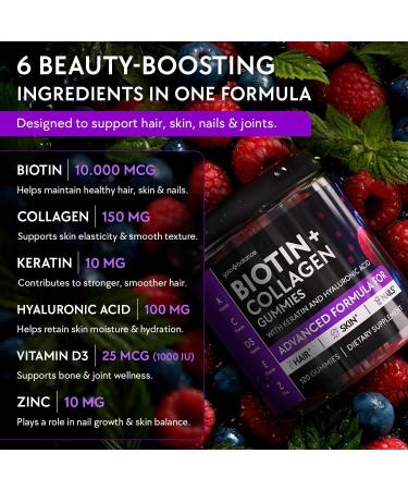 YOLOBALANCE Biotin Gummies 10000mcg for Hair Growth Support - Sugar Free Multi Collagen with Keratin Silica & Hyaluronic Acid - Pectin Based Soft Chew Hair Skin and Nails Vitamins - 120 Count - Buy Online on GoSupps.com