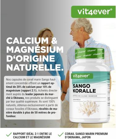 Sango Coral - 240 capsules (3 months) - 660 mg of calcium & 330 mg of magnesium - natural source of calcium and magnesium - high dosed - Buy Online on GoSupps.com