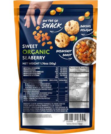 Nordic Powerberries Nordic Dried Seaberry Organic 100 Natural & Organic Sea Buckthorn Berries Rijk in Antioxidanten & Omega Fatty Acids 50g - Buy Online on GoSupps.com