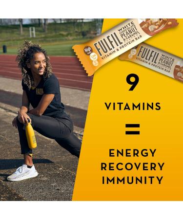 Fulfil Vitamin & Protein Bar (15 x 55g) White Chocolate Peanut & Caramel Flavor | 20g Protein & 9 Vitamins | Low Sugar Snack - Buy Online on GoSupps.com
