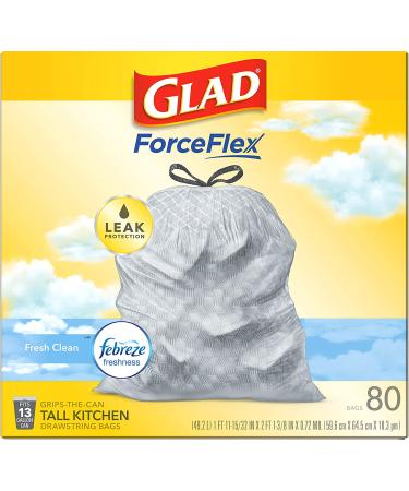 Glad ForceFlex 13 Gallon Trash Bags with Febreze Freshness - 80 Count - Buy Online on GoSupps.com