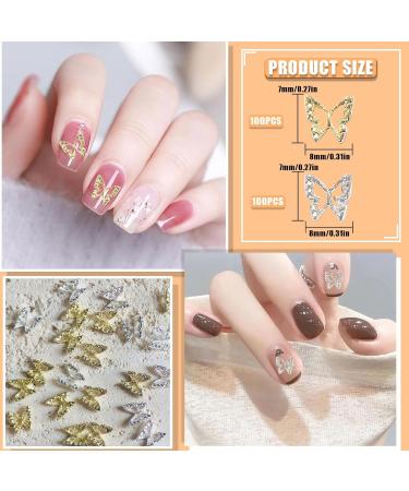 100PCS Hollow Metal Butterfly Nail Charms for Women and Girls - Nail Art Supplies for DIY Manicure Designs (Silver) - Buy Online on GoSupps.com