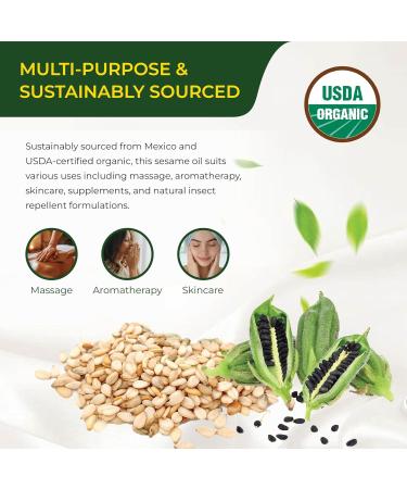 Organic Sesame Seed Oil | 32 Fl Oz | Cold Pressed from Sesamum Indicum Seeds | Light Amber Oil for Cooking Skin Hair Massage & Carrier Use | Rich in Vitamin E | 32 fl oz (Net Wt. 0.9 kg / 2 lb) 32 Fl Oz (Pack of 1) - Buy Online on GoSupps.com