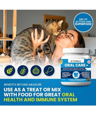 Cymbia Cat Oral Care+ Cat Dental Chew Supplement for Plaque & Tartar Control Fresher Breath & Stronger Immune System Natural Ingredients for Cat Dental Care Approx. 70 Days Supply - Buy Online on GoSupps.com