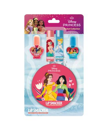 Lip Smacker Princesses Beauty Pocket Collection, 4 Piece Disney Princess Makeup Set for Kids Including Lip Balms and Nail Polish, in a Cute Disney Box