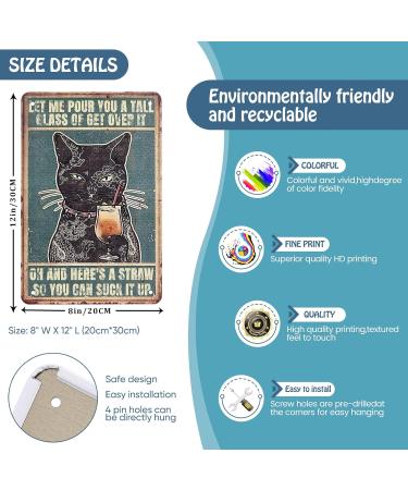 Black Cat Wall Decor Sign - Retro Metal Art Poster for Home Room and Kitchen - 8x12 Inch - Buy Online on GoSupps.com