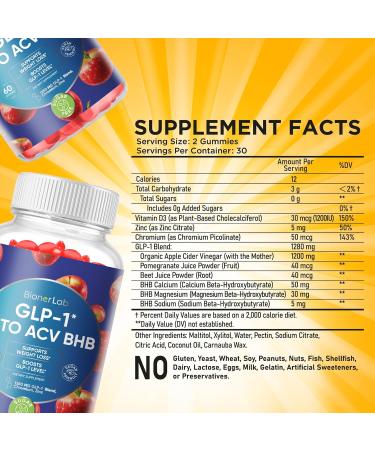 BionerLab Keto ACV Advanced Weight Loss Gummies - Apple Cider Vinegar Gummy for Belly Fat Burn - Support Metabolism Digestion Boost - Sugar Free with B12 B6 to Lose Weight & Ketogenic Diet Management - Buy Online on GoSupps.com