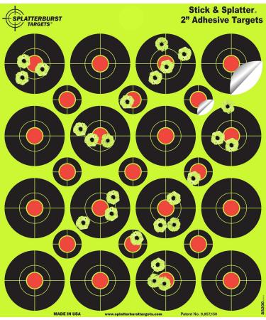 Splatterburst Targets - 2 inch Stick & Splatter Self Adhesive Shooting Targets - Gun - Rifle - Pistol - Airsoft - BB Gun - Pellet Gun - Air Rifle - Made in USA 25 pack