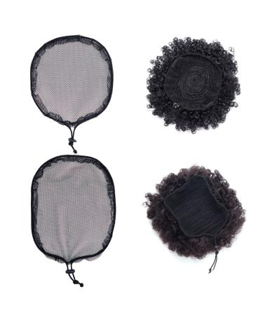 6 Pcs Black Weaving Net Cap for Afro Puff Hair Bun | Elastic Drawstring Ponytail Hair Net | Wig Making Tools for Women (3 Round, 3 Square) - Buy Online on GoSupps.com