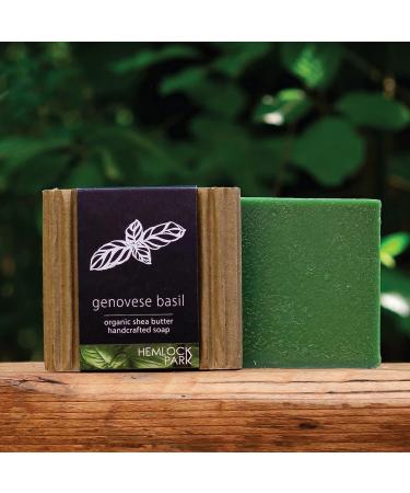 Hemlock Park Genovese Basil Shea Butter Bar Soap | Handcrafted in USA | Moisturizing Formula with Coconut Oil & Olive Oil | 1 Bar - Buy Online on GoSupps.com