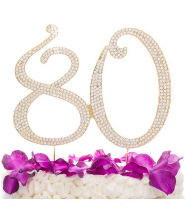 80 Cake Topper for 80th Birthday - Rhinestone Number Party Supplies & Decoration Ideas (Gold) - Buy Online on GoSupps.com
