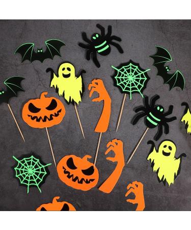 36pcs Halloween Cupcake Toppers Halloween Cupcake Decorations Bat Ghost Spider Pumpkin Scary Halloween Cupcake Picks Cake Toppers Halloween Themed Party Supplies - Buy Online on GoSupps.com