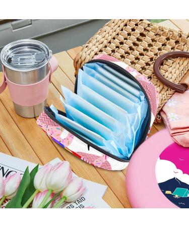 Stylish Menstruation Upholstered Bag with Zipper for Women & Girls - Perfect for Tampons & Essentials | Happy Christmas Hat Flamingo Palm Design - Buy Online on GoSupps.com