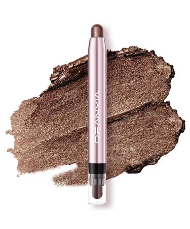 Lucoss Cream eyeshadow pen highly pigmented eyeshadow pen pearl-gloss-silk-silk-lid shadow pen waterproof long-lasting eye highlighter stick (#05 dark brown)