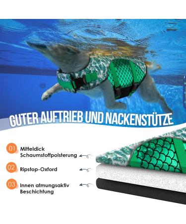 Eyin Dogs Swimming Jar | Shark-Shaped Dog Life Vest with Strong Buoyancy & Tear-Resistant Handle | Adjustable Size for Swimming Boating & Pool (Green M) - Buy Online on GoSupps.com