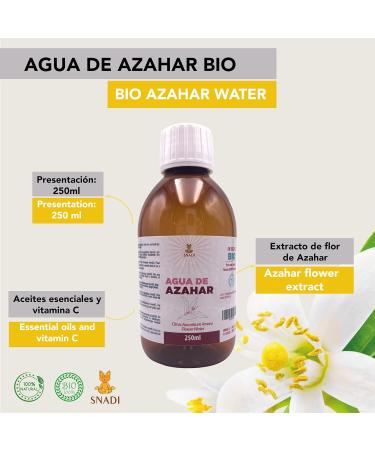 Snadi - Organic Orange Blossom Water 250 ml | Facial and Hair Moisturizer | Natural Relaxant and Sedative | Aromatherapy | Skin Toning | Astringent and Antiseptic Properties | BIO | Hydrosol - Buy Online on GoSupps.com