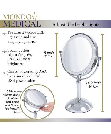 MonMed Lighted Makeup Mirror with 1x and 10x Magnification for Perfect Make Up Application - LED Standing Mirror - Buy Online on GoSupps.com