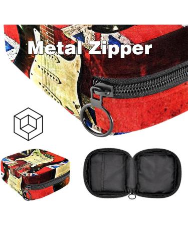 Stylish UK Flag & Guitar Sanitary Napkin Storage Bag - Portable for Women Teens & Girls | Ideal for Menstruation Cups & Breastfeeding Pillow Holders - Buy Online on GoSupps.com