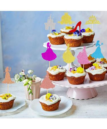 Arthsdite 30Pcs Princess Cupcake Toppers Crown Castle Girl High Heel Cake Toppers Decorations Birthday Fruits Picks for Princess Girl Baby Shower Theme Party Decoration New Princess - Buy Online on GoSupps.com