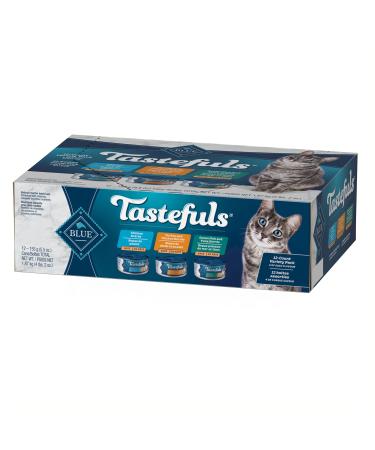 Tastefuls Natural Wet Cat Food Chicken Turkey/Chicken and Ocean Fish/Tuna Pate Variety Pack 5.5 oz 12 ct. Variety Pack Turkey Chicken & Oceanfish Tuna Pate Lg Cans