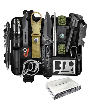 Survival Kit 13 in 1 Professional emergency survival kit with folding knife flashlight survival equipment for outdoor camping adventure hiking hunting fishing men fathers