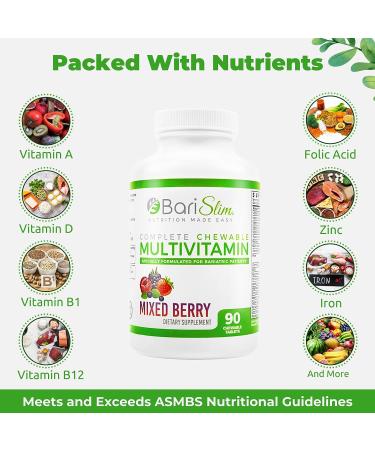 BariSlim Complete Chewable Bariatric Multivitamin Tablets - 45mg Iron - Post Bariatric Surgery Vitamin - Mixed Berry Flavor - Buy Online on GoSupps.com