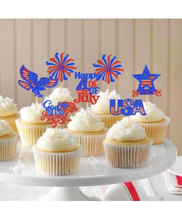 24 Pcs Independence Day Cupcake Toppers Glitter National Flag Cake Topper Picks Toothpick Toppers 4th of July Flag Day Photo Props for Patriotic Party Supplies (eagle-godbless-you) - Buy Online on GoSupps.com
