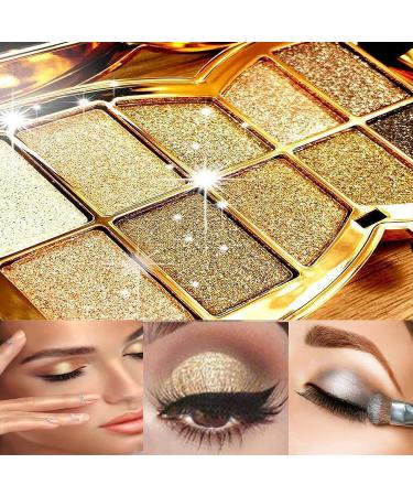 Glitter Eyeshadow Palette - 10 Shimmer Colors, Long Lasting & Waterproof - Professional Nude Makeup Set for Women - Buy Online on GoSupps.com