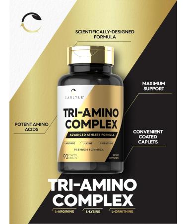 Carlyle Tri-Amino L-Arginine L-Ornithine L-Lysine Supplement - 90 Vegetarian Caplets | Non-GMO Gluten Free International Shipping - Buy Online on GoSupps.com