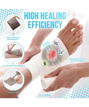 JJ CARE Silver Calcium Alginate Wound Dressing 4x5 - Pack of 20 | Highly Absorbent Silver Wound Dressing - Buy Online on GoSupps.com