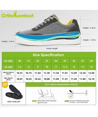 OrthoComfoot Men's Arch Support Sneakers for Plantar Fasciitis & Achilles Tendonitis - Grey, Size 13 W - Buy Online on GoSupps.com