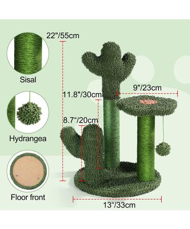 T2Y Cactus Cat Scratching Post - 3 Scratch Posts with Dangling Bell Ball - Premium Sisal Scratcher for Indoor Cats - Buy Online on GoSupps.com