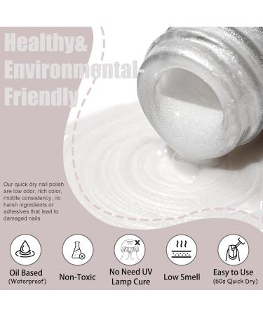 Pearl White Nail Polish - Glitter Shell Shimmer White Nail Polish - Aurora White Nail Varnish Quick Dry - Water Based Formula Long Lasting Nail Polish Trendy DIY at Home Nail Gift - Buy Online on GoSupps.com