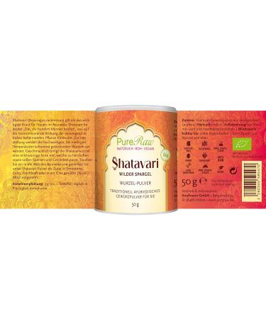 Buy Organic Shatavari Powder - Vegan Ayurvedic Root - 50g Pureeraw Additive-Free Imported from Germany - Buy Online on GoSupps.com