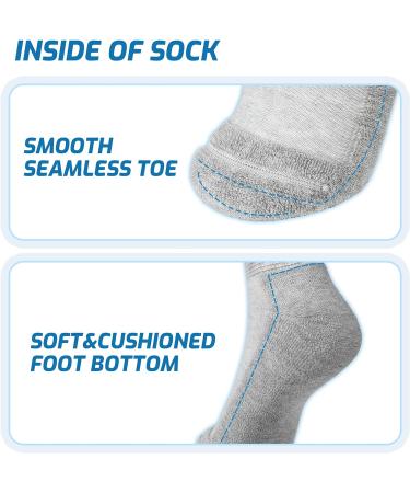 LIN Diabetic Socks for Men & Women - Non-Binding Circulatory Extra Wide Top - Quarter/Gray - 10-13 - 4 Pairs - Buy Online on GoSupps.com