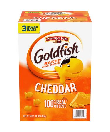 Pepperidge Farm Goldfish Cheddar Crackers, 58 Ounce box (3 resealable pouches) Cheddar 1.2 Pound (Pack of 3)