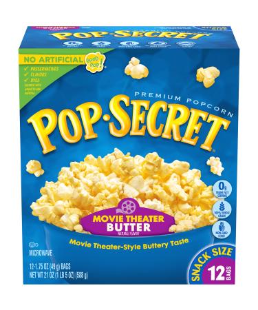 Pop Secret Microwave Popcorn, Movie Theater Butter Flavor, 1.75 Oz Snack Bags, 12 Ct 1.75 Ounce (Pack of 12)