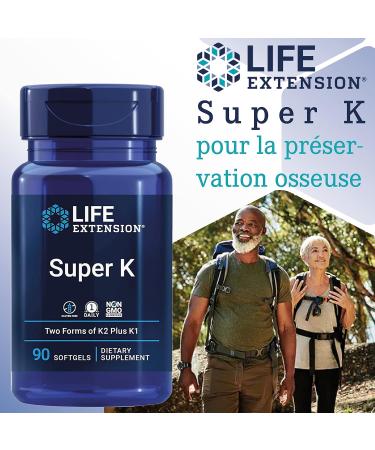 Life Extension Super K with MK-7 Depot High Dosed 90 Soft Capsules Lab Tested Gluten Free Soy Free Non-GMO - Buy Online on GoSupps.com
