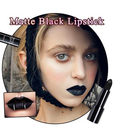 Black Matte Lipstick - Highly Pigmented Velvet Black Lipstick for Women | Long Lasting Waterproof Lip Gloss Stain | Perfect for Halloween & Goth Makeup - Buy Online on GoSupps.com