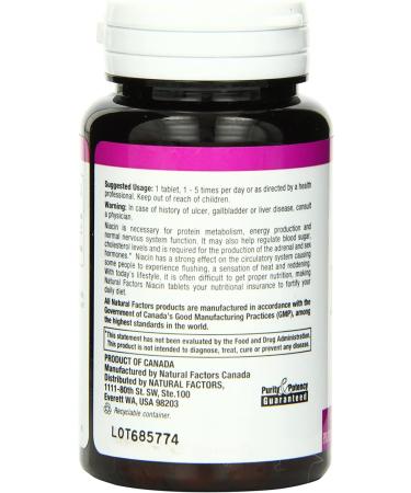Natural Factors Niacin 100 mg - 90 Tablets for Energy & Healthy Metabolism - Buy Online on GoSupps.com