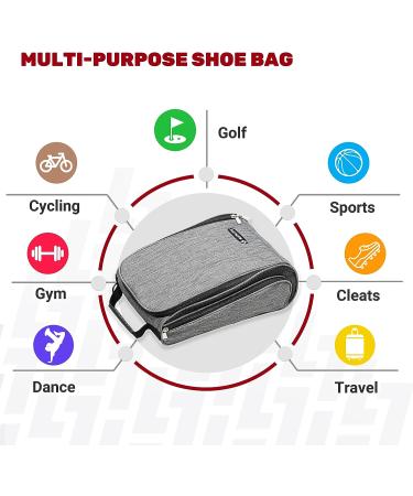SAPLIZE Golf Shoe Bag with Mesh Ventilation, Outside Pocket | Breathable Shoe Carrier Tote for Golf Accessories | Sports Travel Organizer, Grey, US Size 14 - Buy Online on GoSupps.com
