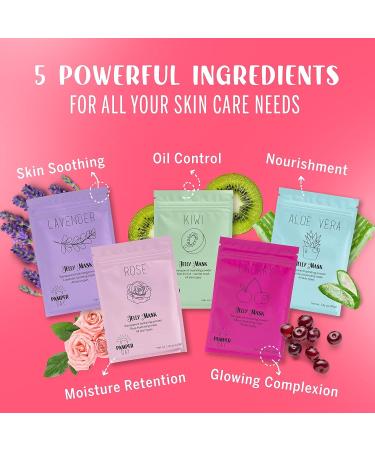 Pamper Day Jelly Mask Facial Kit - Peel Off Face Mask Bundle with 10 Fruit Masks, Silicone Brush, Mixing Bowl, Spatula & Spoon - Buy Online on GoSupps.com