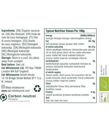 Organic Virgin Coconut Oil - Raw Cold-Pressed 500ml Glass Jar for Cooking, Baking, Skincare & Hair - Buy Online on GoSupps.com