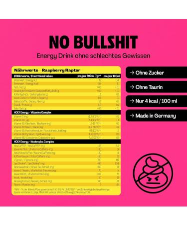 Holy Energy Gaming Booster 'Raspberry Raptor' - Vegan Focus Drink Powder | 50 Portions with Newcaff & Green Tea Extract | Natural Raspberry & Yuzo Flavor | Boost Focus & Energy - Buy Online on GoSupps.com